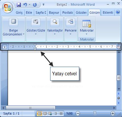 Cetvel Üzerindeki Paragraf İşlemleri