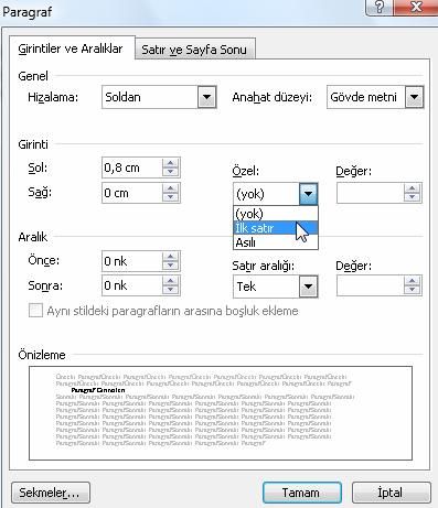 Cetvel Üzerindeki Paragraf İşlemleri Ve Sayfa Ayarlar