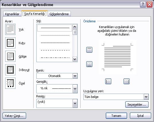 World 2007 - Kenarlıklar Ve Gölgelendirme