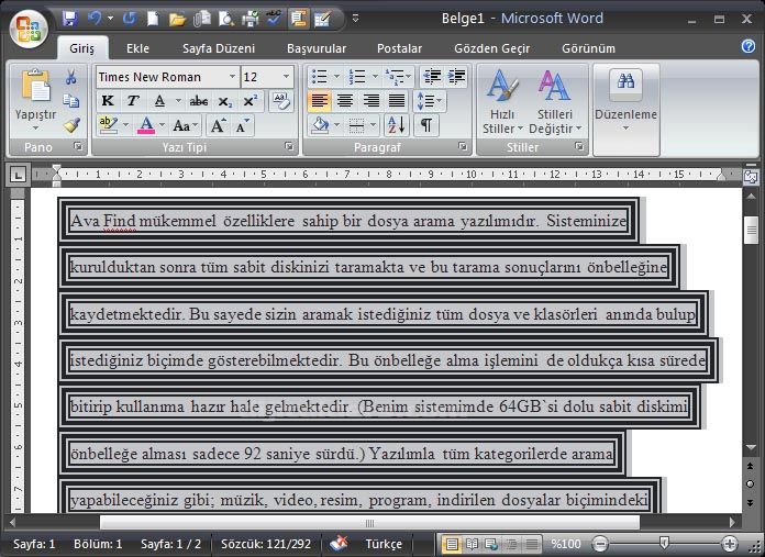 World 2007 - Kenarlıklar Ve Gölgelendirme