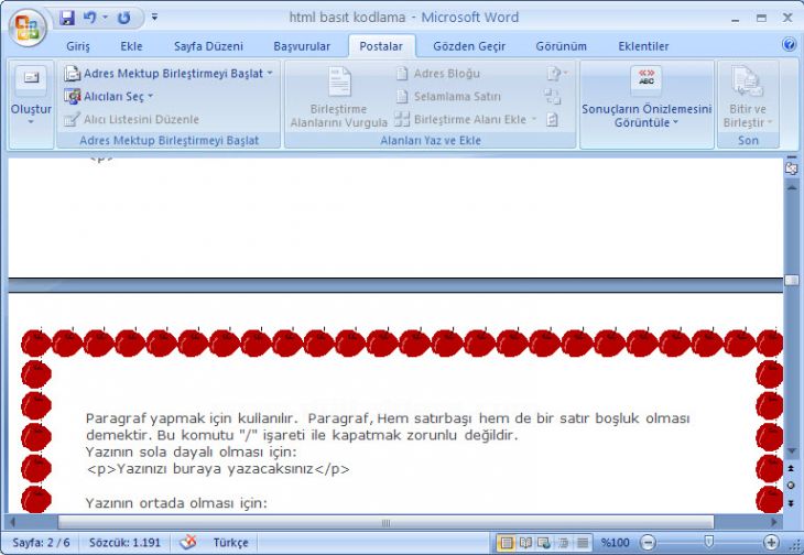 Word 2007 - Kenarlıklar Ve Gölgelendirme