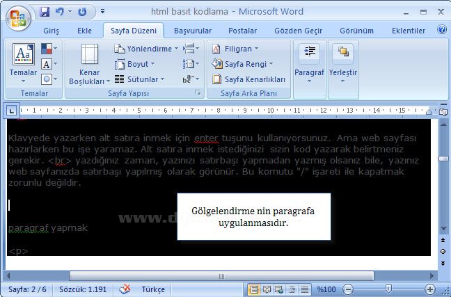 Word 2007 - Kenarlıklar Ve Gölgelendirme