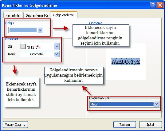 Word 2007 - Kenarlıklar Ve Gölgelendirme