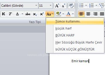 Word 2007 - Büyük Harf Küçük Harf Değiştir