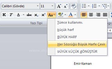 Word 2007 - Büyük Harf Küçük Harf Değiştir