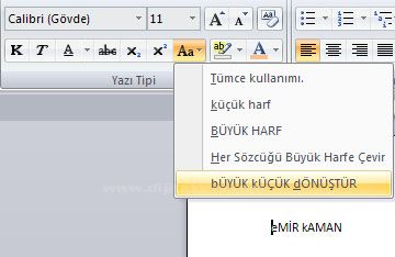 Word 2007 - Büyük Harf Küçük Harf Değiştir