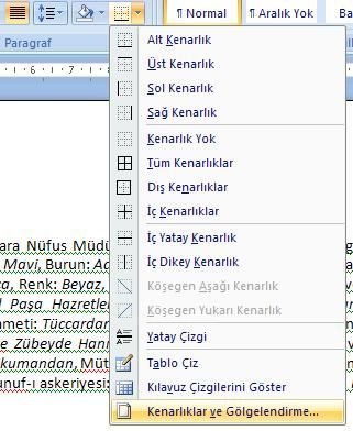 Kenarlıklar Ve Gölgelendirme