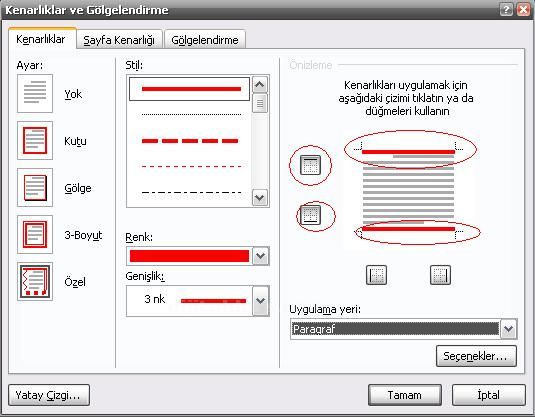 Kenarlıklar Ve Gölgelendirme