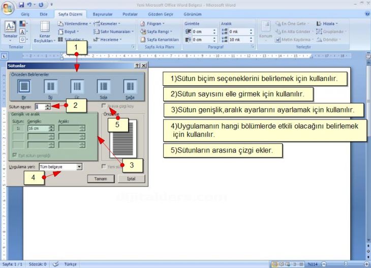 Sütun Oluşturma