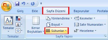 Sütun Oluşturma Cetvel üzerindeki sütun araçları, Bölümler ve sütun ilişkileri
