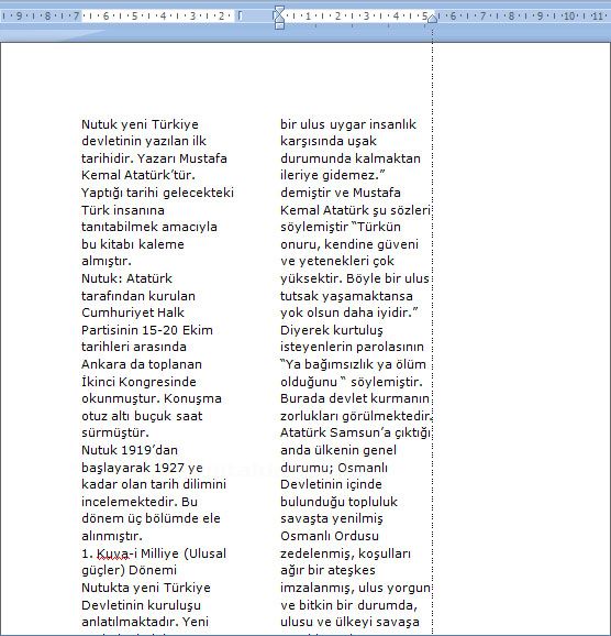 Sütun Oluşturma Cetvel Üzerindeki Sütun Araçları, Bölümler Ve Sütun İlişkileri