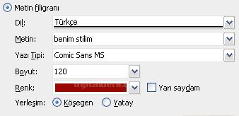 Word2007 - Filigran Menüsü