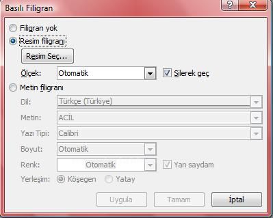 Filigran Menüsü