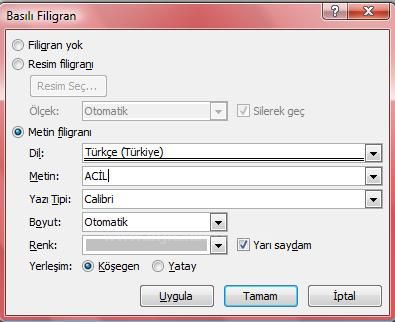 Filigran Menüsü