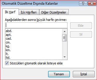 Word 2007 -otomatik Düzelt