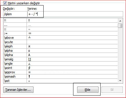 Word 2007 -otomatik Düzelt