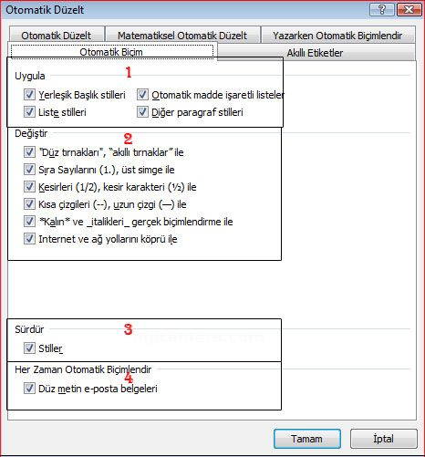Word 2007 -otomatik Düzelt
