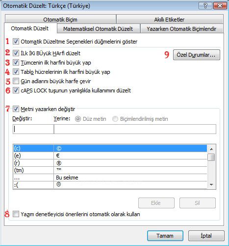 Word 2007 -otomatik Düzelt