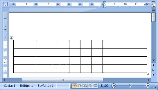 Word 2007 - Tablo - Düzen Menüsü