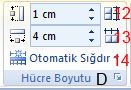 Word 2007 - Tablo - Düzen Menüsü