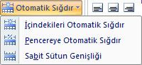 Word 2007 - Tablo - Düzen Menüsü