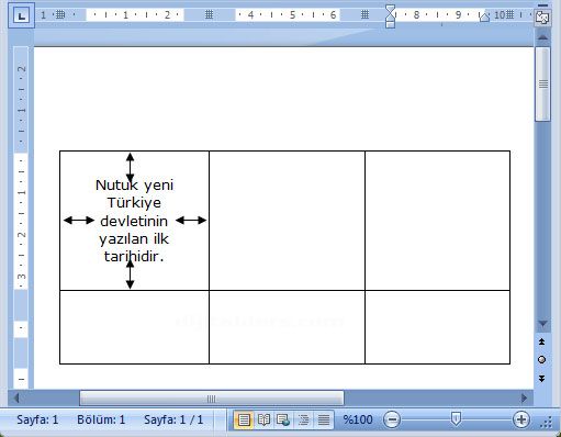 Word 2007 - Tablo - Düzen Menüsü