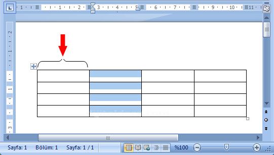 Word 2007 - Tablo - Düzen Menüsü
