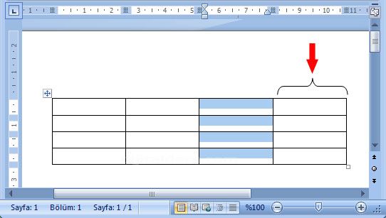 Word 2007 - Tablo - Düzen Menüsü