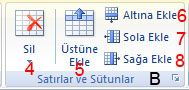 Word 2007 - Tablo - Düzen Menüsü