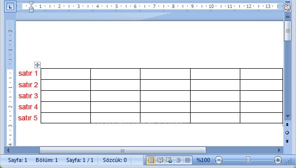Word 2007 - Ekle Menüsündeki Tablo Seçenekleri