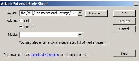 Attach Style Sheet