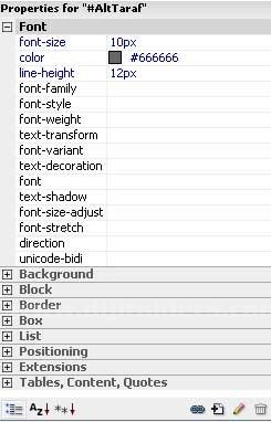 Adobe Dreamweaver CS3 CSS paneli