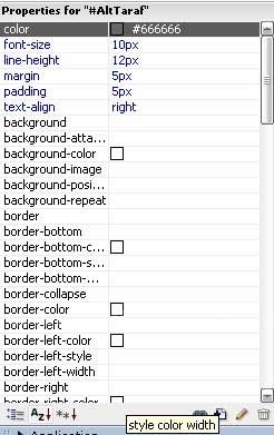 Adobe Dreamweaver CS3 CSS paneli