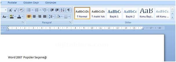 Word 2007 Seçenekleri Popüler Seçeneği