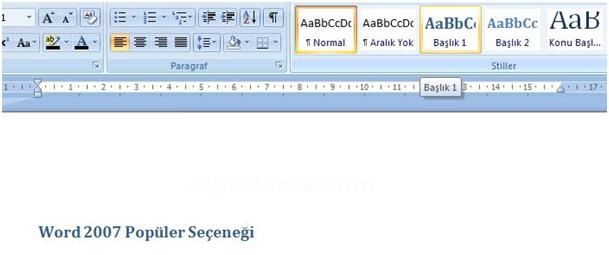 Word 2007 Seçenekleri Popüler Seçeneği
