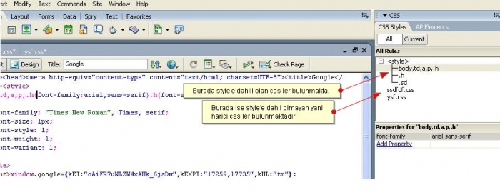 CSS Paneli ve CSS Olusturma