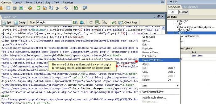 CSS Paneli ve CSS Olusturma