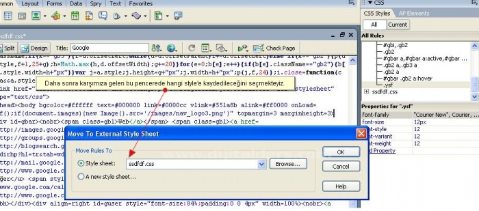 CSS Paneli ve CSS Olusturma