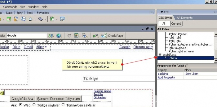 CSS Paneli ve CSS Olusturma