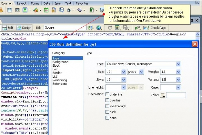 CSS Paneli ve CSS Olusturma