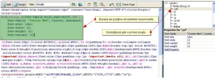 CSS Paneli ve CSS Olusturma