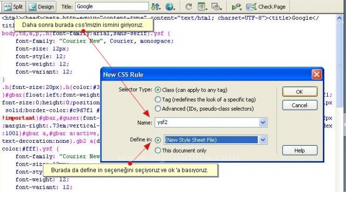 CSS Paneli ve CSS Olusturma