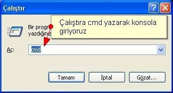 java ile ilk program kodunu çalıştırılması