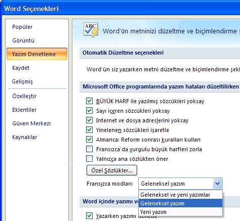 Office 2007 Word Seçenekleri