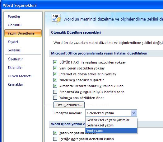 Office 2007 Word Seçenekleri