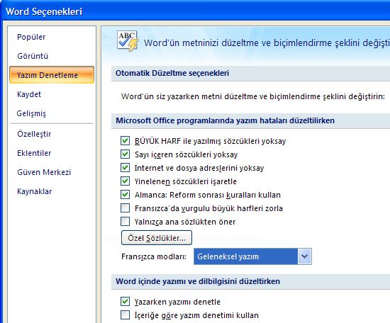 Office 2007 Word Seçenekleri