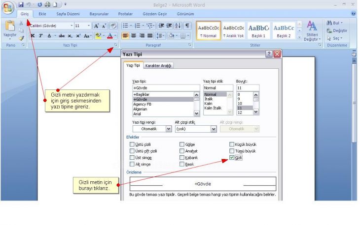 Office 2007 Word Seçenekleripopüler, Görüntü, Yazım Denetleme, Kaydet