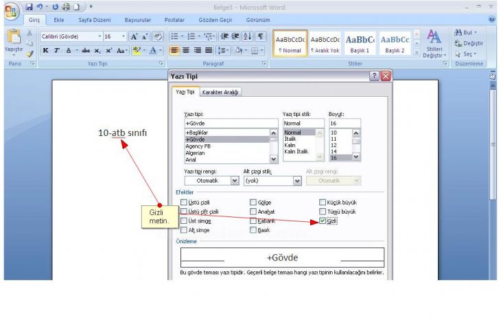 Office 2007 Word Seçenekleripopüler, Görüntü, Yazım Denetleme, Kaydet