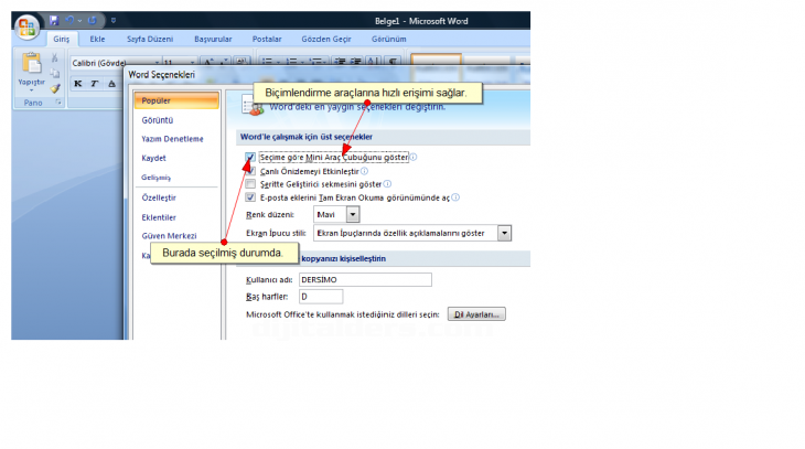 Office 2007 Word Seçenekleri