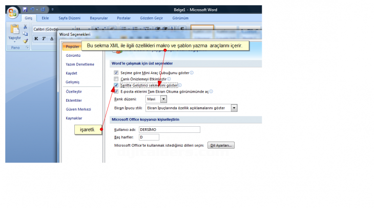 Office 2007 Word Seçenekleri